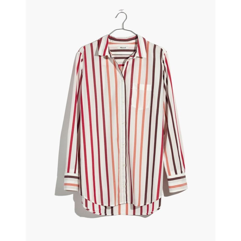Madewell Women's XS Striped Button-Up Shirt Long Sleeve Casual Relaxed Fit - Picture 5 of 10